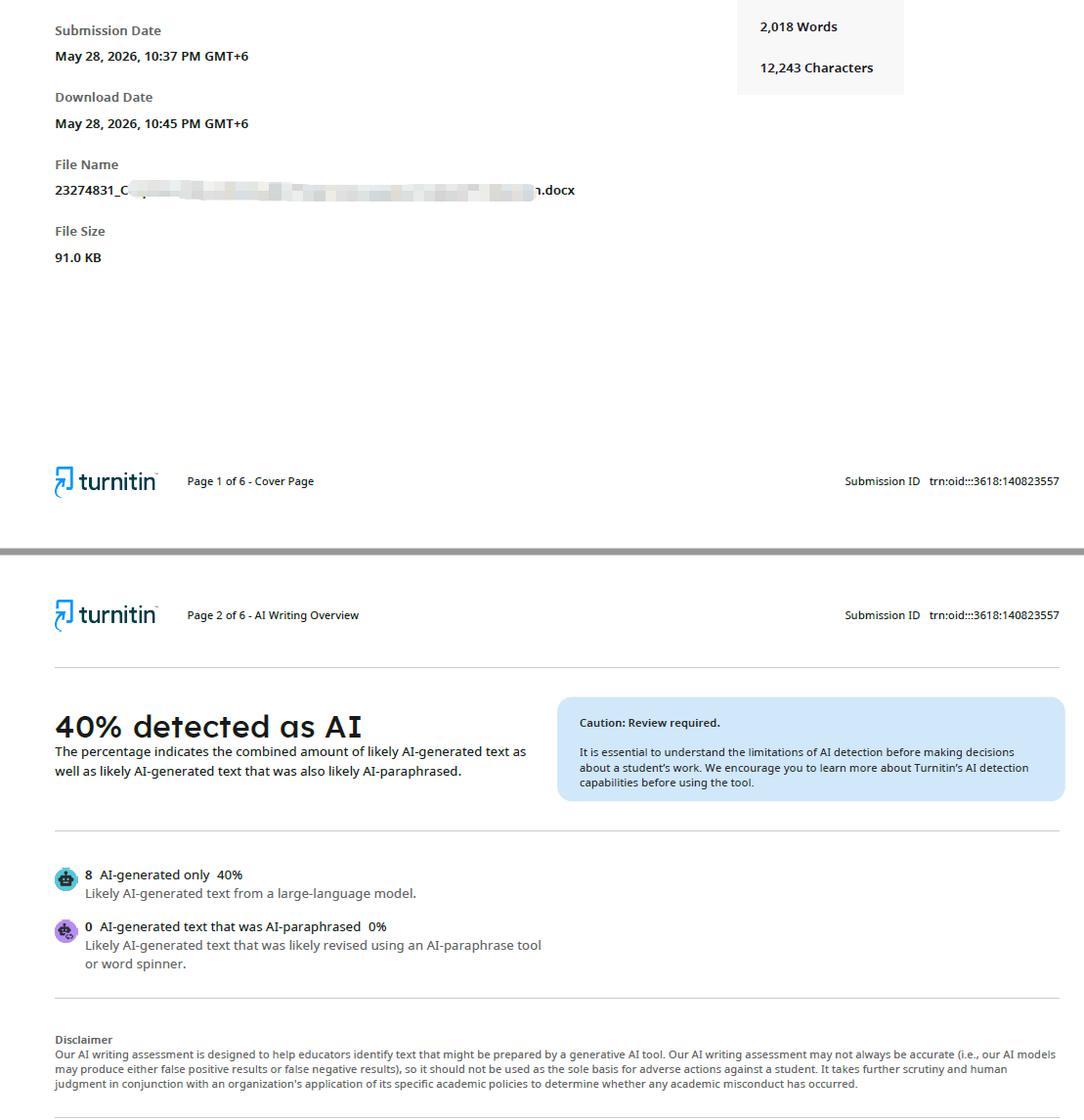 turnitin ai report 1